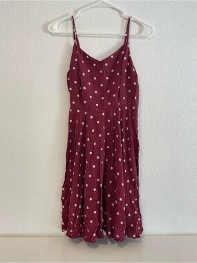 Old Navy Dark Red Polka Dot Spaghetti Strap Mini Dress